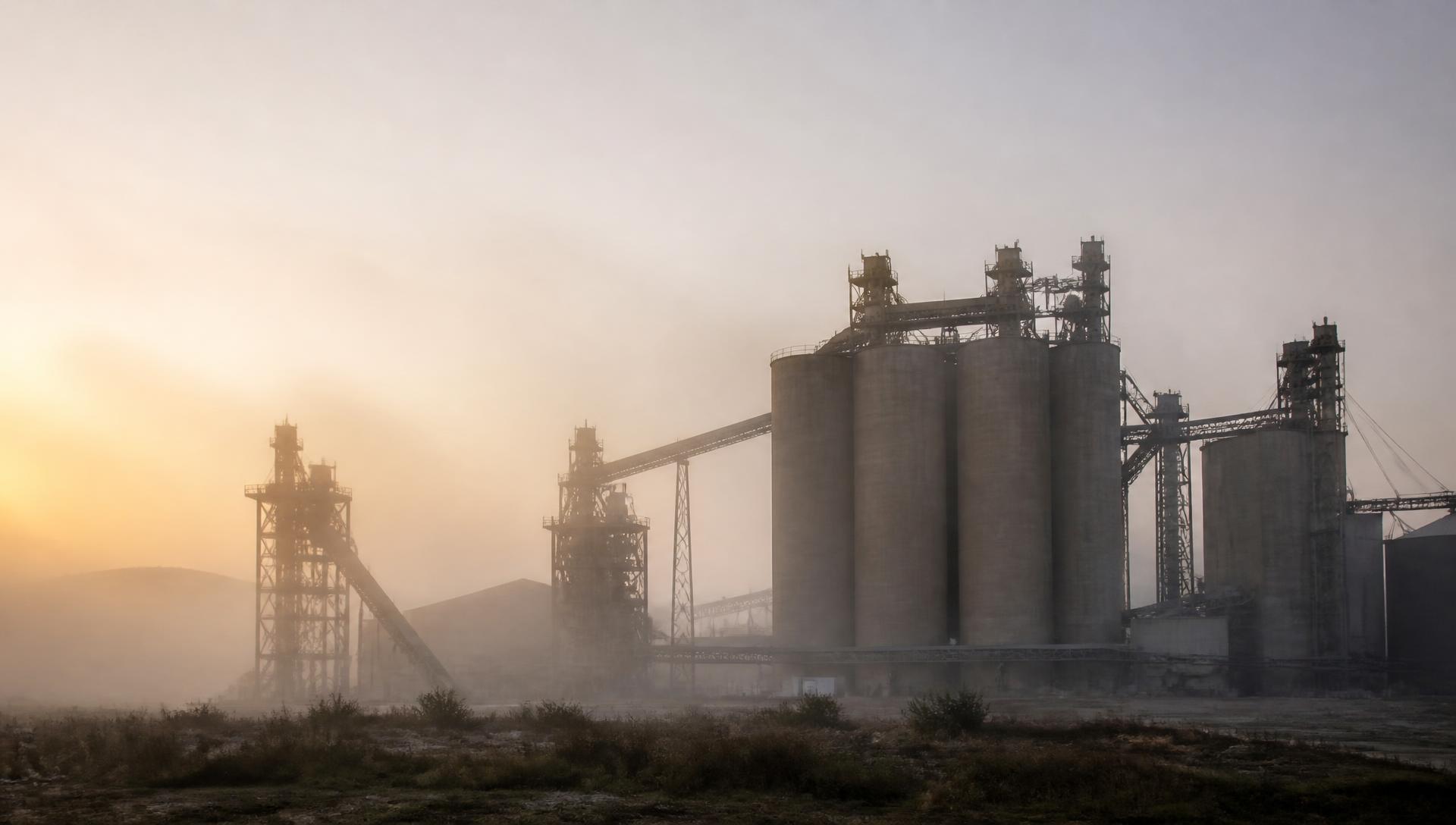Industrial facility at dawn